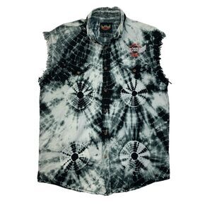 Biker Wear Vest Mens Medium Tie Dye River Run 2009 Laughlin NV Motorcycle Rally